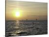 Sailboats with Sunset-Michael Brown-Stretched Canvas