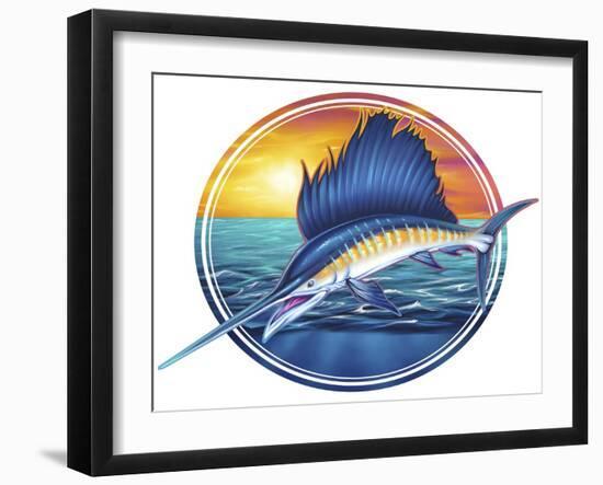 Sailfish Illustration-FlyLand Designs-Framed Giclee Print