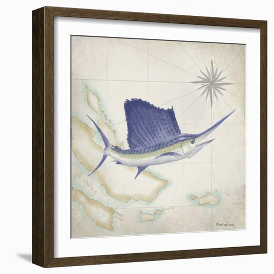 Sailfish Map II-Rick Novak-Framed Art Print