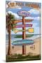 Sailfish Marina, Florida - Destinations Signpost-Lantern Press-Mounted Art Print