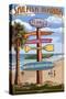 Sailfish Marina, Florida - Destinations Signpost-Lantern Press-Stretched Canvas