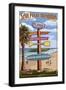 Sailfish Marina, Florida - Destinations Signpost-Lantern Press-Framed Art Print