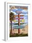 Sailfish Marina, Florida - Destinations Signpost-Lantern Press-Framed Art Print