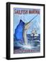 Sailfish Marina - Florida - Sailfish Scene-Lantern Press-Framed Art Print