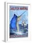 Sailfish Marina - Florida - Sailfish Scene-Lantern Press-Framed Art Print