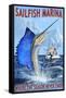 Sailfish Marina - Florida - Sailfish Scene-Lantern Press-Framed Stretched Canvas