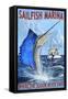 Sailfish Marina - Florida - Sailfish Scene-Lantern Press-Framed Stretched Canvas