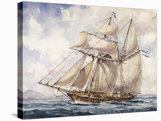 Sailing Along Coast of Falkland Islands with Schooner Sarandi in 1832-1833-null-Stretched Canvas