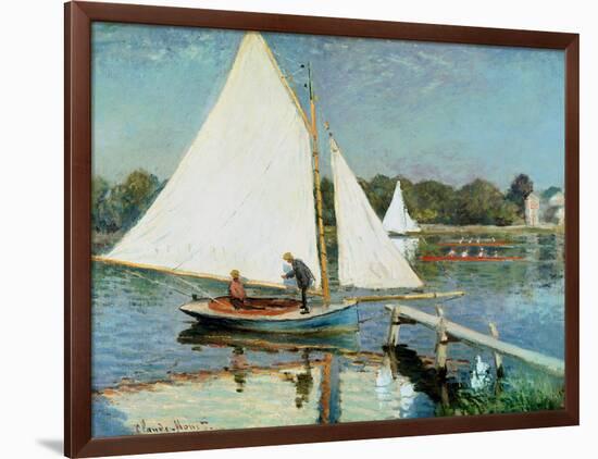 Sailing at Argenteuil, c.1874-Claude Monet-Framed Giclee Print