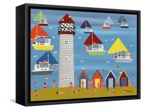 Sailing at Lighthouse Beach-Gordon Barker-Framed Stretched Canvas