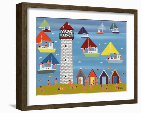 Sailing at Lighthouse Beach-Gordon Barker-Framed Premium Giclee Print