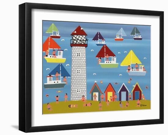 Sailing at Lighthouse Beach-Gordon Barker-Framed Premium Giclee Print