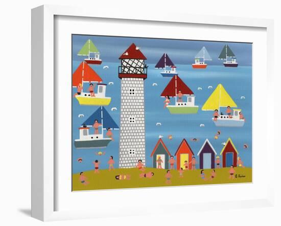 Sailing at Lighthouse Beach-Gordon Barker-Framed Premium Giclee Print