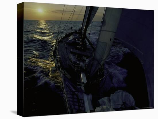 Sailing at Sunset, Ticonderoga Race-Michael Brown-Stretched Canvas