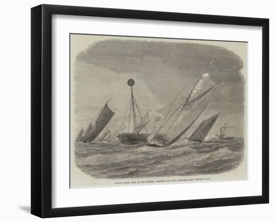 Sailing-Barge Race on the Thames, Rounding the Nore Light-Ship-null-Framed Giclee Print