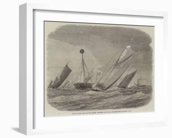 Sailing-Barge Race on the Thames, Rounding the Nore Light-Ship-null-Framed Giclee Print