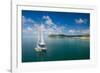 Sailing boat anchoring on Mana Island, Mamanuca Islands, Fiji, South Pacific-Michael Runkel-Framed Photographic Print