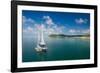 Sailing boat anchoring on Mana Island, Mamanuca Islands, Fiji, South Pacific-Michael Runkel-Framed Photographic Print