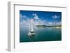 Sailing boat anchoring on Mana Island, Mamanuca Islands, Fiji, South Pacific-Michael Runkel-Framed Photographic Print