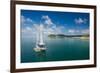 Sailing boat anchoring on Mana Island, Mamanuca Islands, Fiji, South Pacific-Michael Runkel-Framed Photographic Print