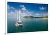 Sailing boat anchoring on Mana Island, Mamanuca Islands, Fiji, South Pacific-Michael Runkel-Framed Photographic Print