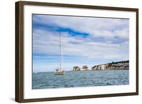 Sailing Boat at Old Harry Rocks, Between Swanage and Purbeck, Dorset, Jurassic Coast, England-Matthew Williams-Ellis-Framed Photographic Print