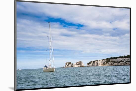 Sailing Boat at Old Harry Rocks, Between Swanage and Purbeck, Dorset, Jurassic Coast, England-Matthew Williams-Ellis-Mounted Photographic Print