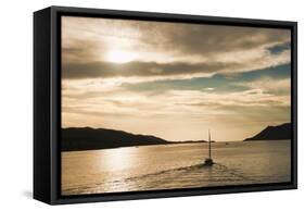 Sailing Boat at Sunset on the Dalmatian Coast, Adriatic, Croatia, Europe-Matthew Williams-Ellis-Framed Stretched Canvas