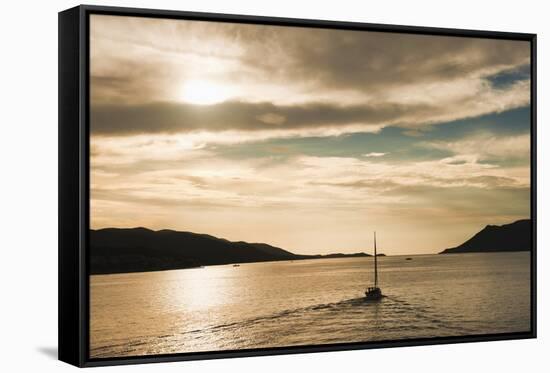 Sailing Boat at Sunset on the Dalmatian Coast, Adriatic, Croatia, Europe-Matthew Williams-Ellis-Framed Stretched Canvas