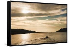 Sailing Boat at Sunset on the Dalmatian Coast, Adriatic, Croatia, Europe-Matthew Williams-Ellis-Framed Stretched Canvas