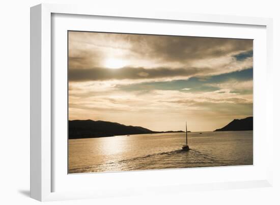 Sailing Boat at Sunset on the Dalmatian Coast, Adriatic, Croatia, Europe-Matthew Williams-Ellis-Framed Photographic Print