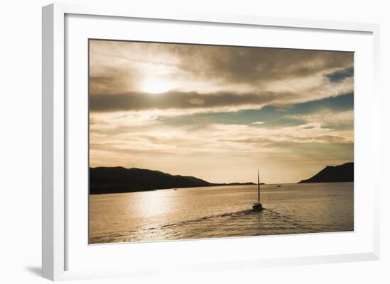 Sailing Boat at Sunset on the Dalmatian Coast, Adriatic, Croatia, Europe-Matthew Williams-Ellis-Framed Photographic Print