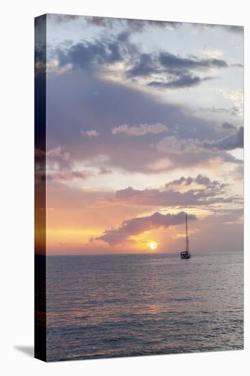 Sailing Boat at Sunset, Playa De Los Cristianos, Los Cristianos, Tenerife, Canary Islands, Spain-Markus Lange-Stretched Canvas