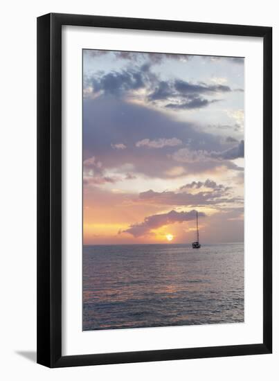 Sailing Boat at Sunset, Playa De Los Cristianos, Los Cristianos, Tenerife, Canary Islands, Spain-Markus Lange-Framed Photographic Print