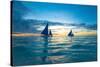 Sailing Boat at Sunset, Sea-Zhencong Chen-Stretched Canvas