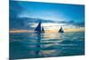 Sailing Boat at Sunset, Sea-Zhencong Chen-Mounted Photographic Print