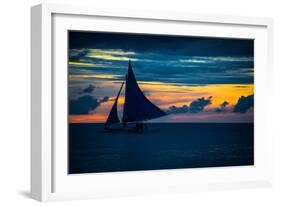 Sailing Boat at Sunset, Sea-Zhencong Chen-Framed Photographic Print