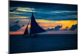 Sailing Boat at Sunset, Sea-Zhencong Chen-Mounted Photographic Print