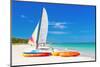 Sailing Boat (Catamaran) and Kayaks at Varadero Beach in Cuba-Kamira-Mounted Photographic Print