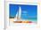 Sailing Boat (Catamaran) and Kayaks at Varadero Beach in Cuba-Kamira-Framed Photographic Print