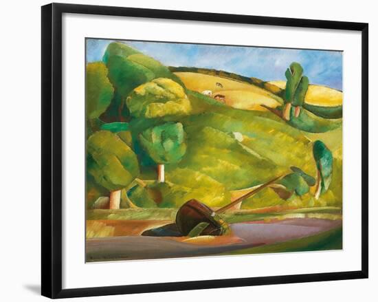 Sailing Boat in a Cubist Landscape, Early 1920S (Oil on Canvas)-Boris Dmitrievich Grigoriev-Framed Giclee Print