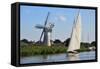 Sailing Boat in Front of Thurne Dyke Drainage Mill-Peter Richardson-Framed Stretched Canvas
