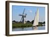 Sailing Boat in Front of Thurne Dyke Drainage Mill-Peter Richardson-Framed Photographic Print