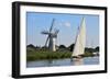 Sailing Boat in Front of Thurne Dyke Drainage Mill-Peter Richardson-Framed Photographic Print