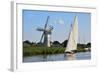 Sailing Boat in Front of Thurne Dyke Drainage Mill-Peter Richardson-Framed Photographic Print