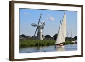 Sailing Boat in Front of Thurne Dyke Drainage Mill-Peter Richardson-Framed Photographic Print