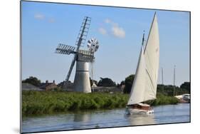 Sailing Boat in Front of Thurne Dyke Drainage Mill-Peter Richardson-Mounted Photographic Print