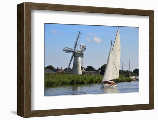 Sailing Boat in Front of Thurne Dyke Drainage Mill-Peter Richardson-Framed Photographic Print