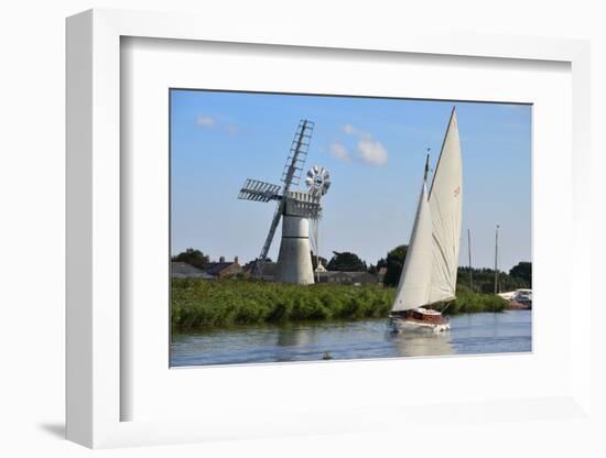 Sailing Boat in Front of Thurne Dyke Drainage Mill-Peter Richardson-Framed Photographic Print