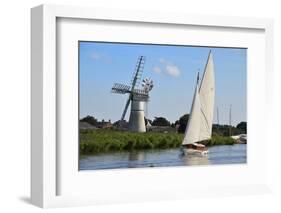 Sailing Boat in Front of Thurne Dyke Drainage Mill-Peter Richardson-Framed Photographic Print